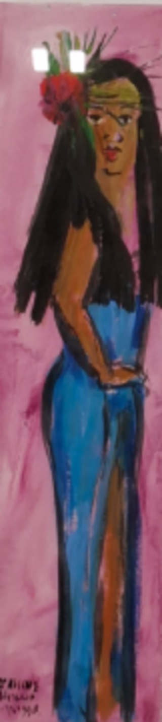 Acryl op papier, Maya Wildevuur, Vrouw Taniti, 1990